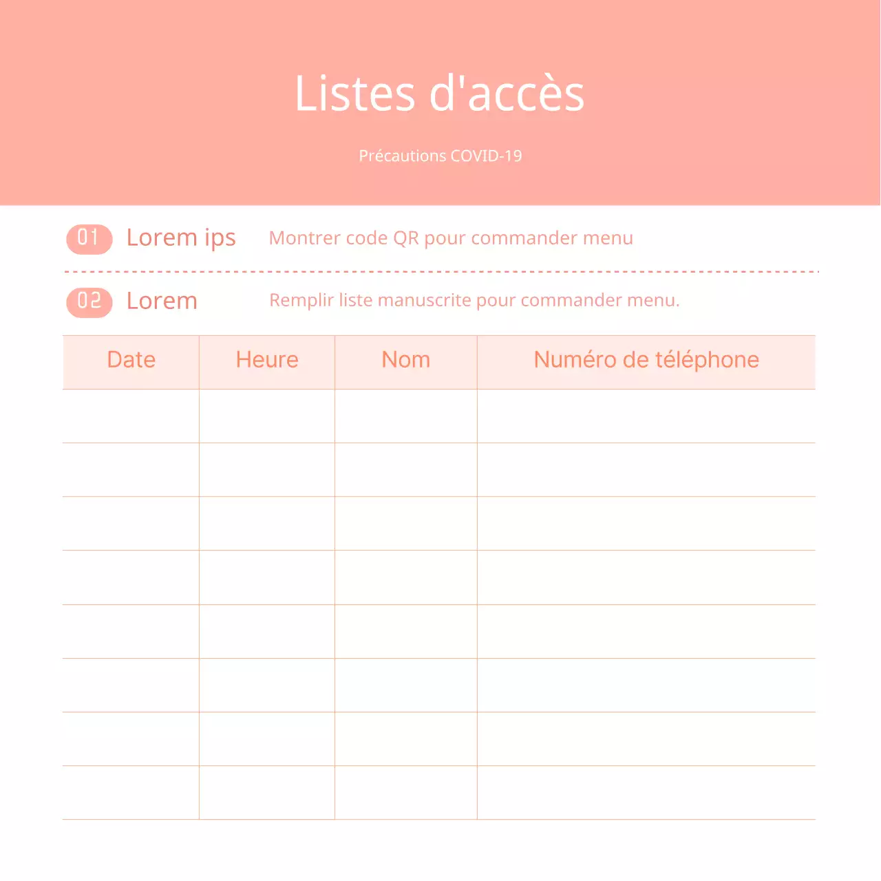 Listes d'accès aux coronavirus