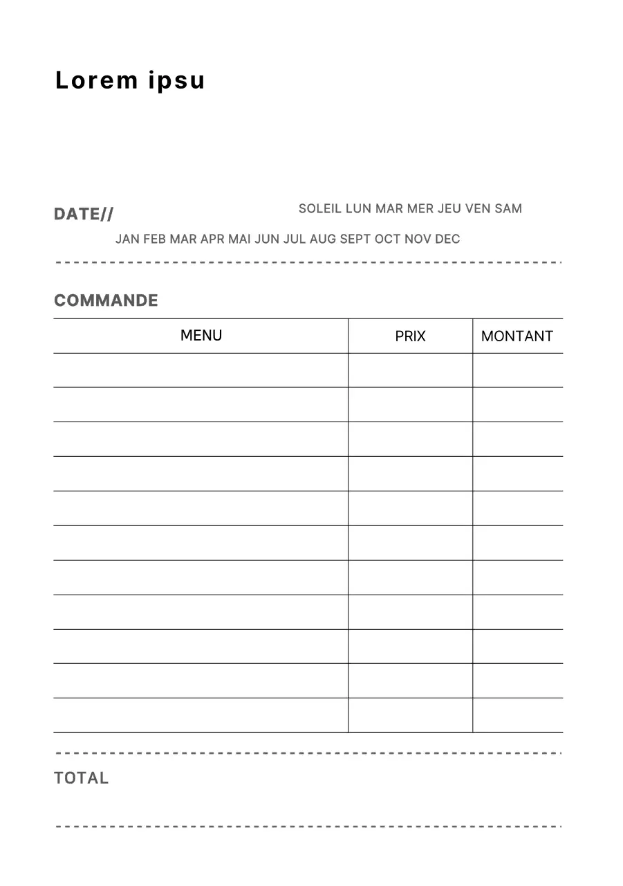 Formulaires de commande