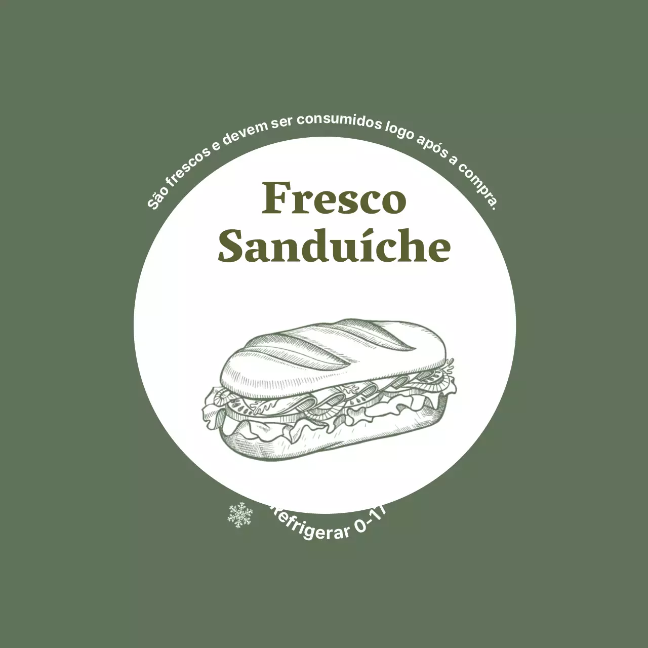 Rótulo de sandes de comida vintage com ilustração verde