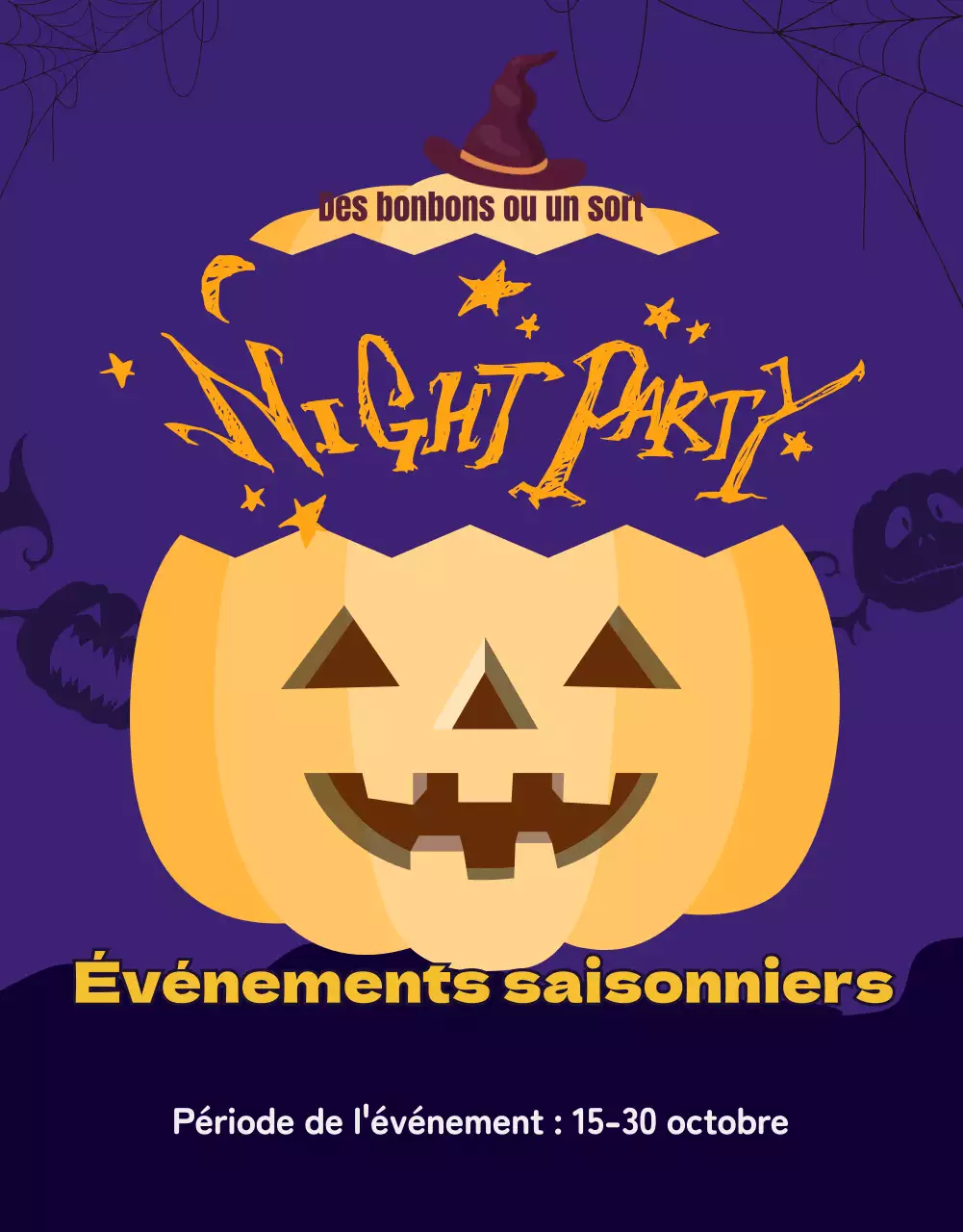 Coupon violet sur le thème d'Halloween offre de réduction événement