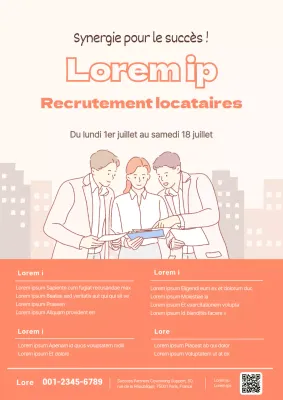 Webposter de recrutement d'un espace de coworking aux couleurs corail