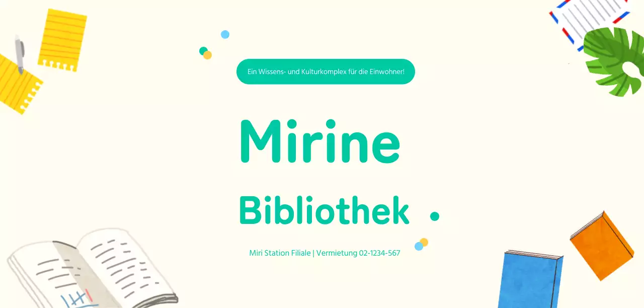 Emotionale Buchillustration in Gelb und Türkis für Bibliothekswerbung