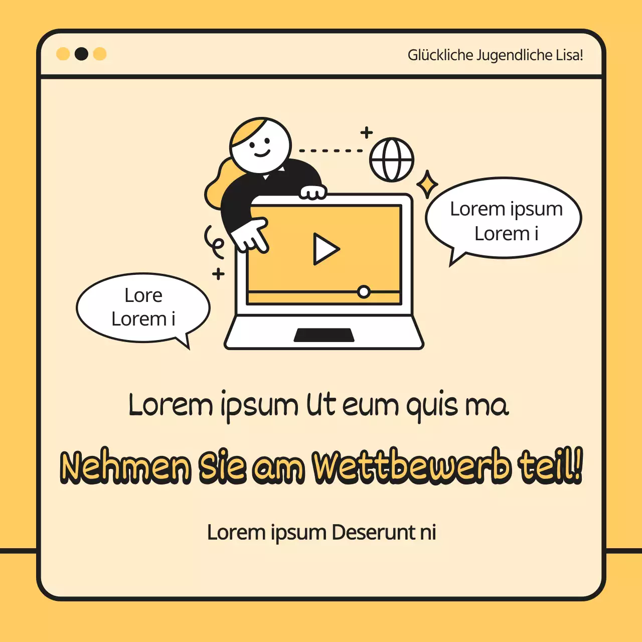 Gelb schwarz niedliche Illustration Jugend online Politik Vorschlag Wettbewerb