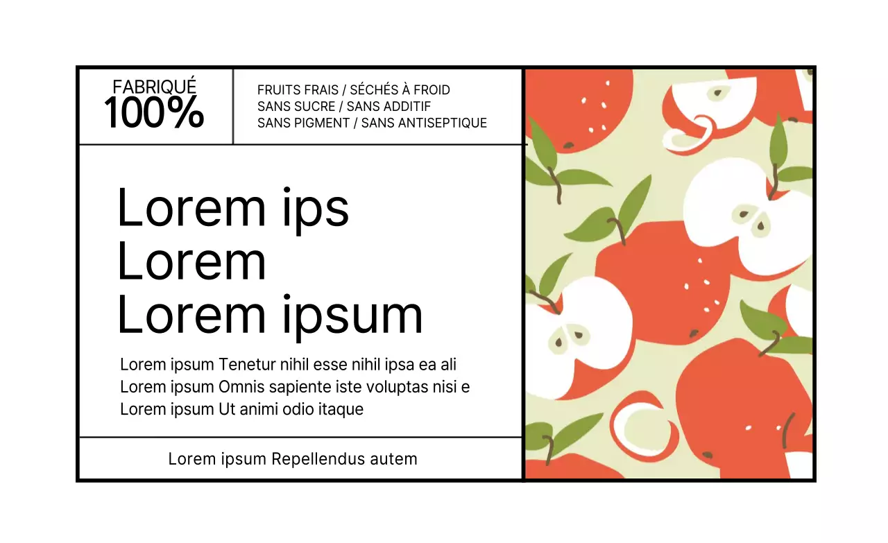 Illustration blanche d'une étiquette de pomme alimentaire stylisée