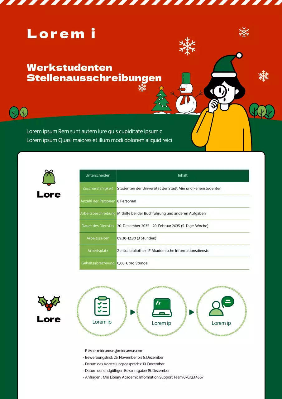 Red and Green Winter Bakery Teilzeitstellen