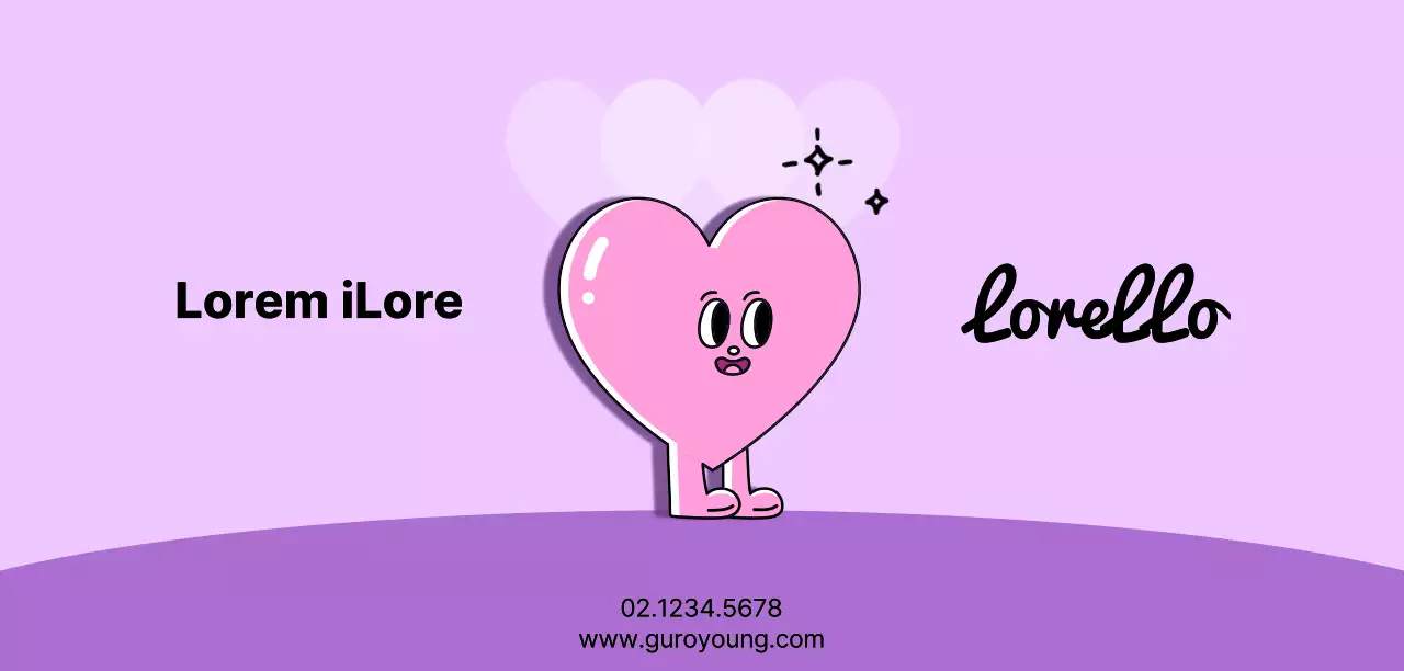 Centre public de la jeunesse avec de jolis personnages en forme de cœur, de couleur rose et violette