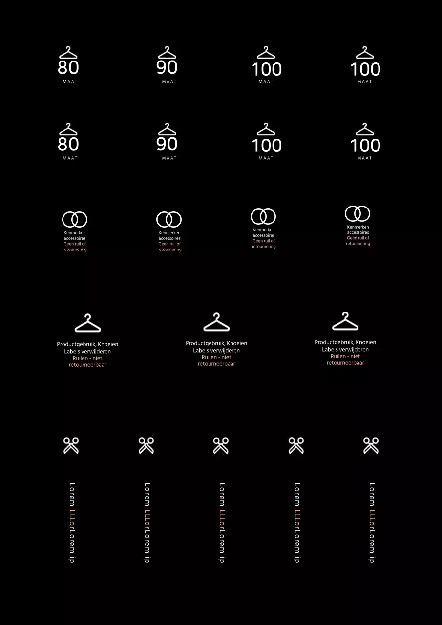 Eenvoudige zwarte kledingmaat verzegelende sticker uit de vrije hand