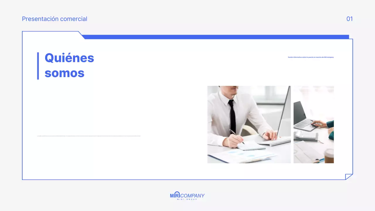 Un pitch deck moderno y azul para tu startup