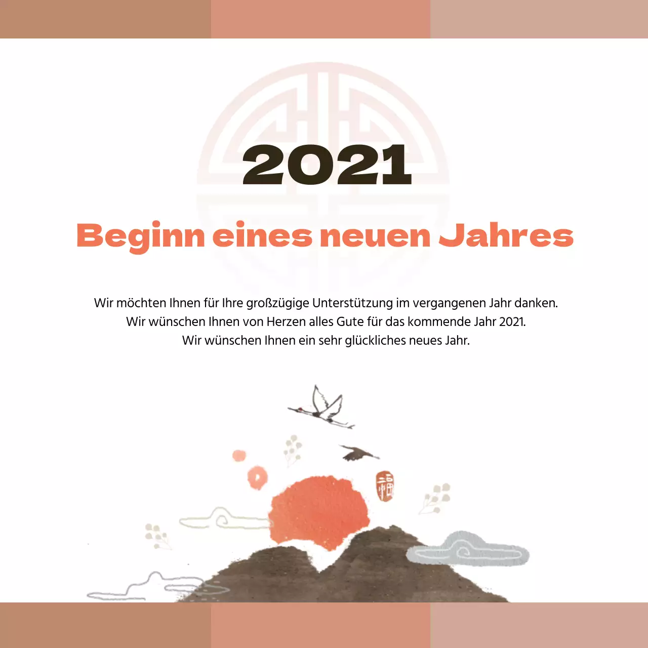 Beige Illustration Traditionelle Neujahrsgrüße