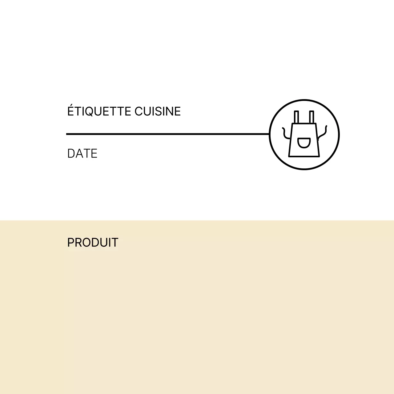 Étiquette de cuisine simple bicolore blanc-beige