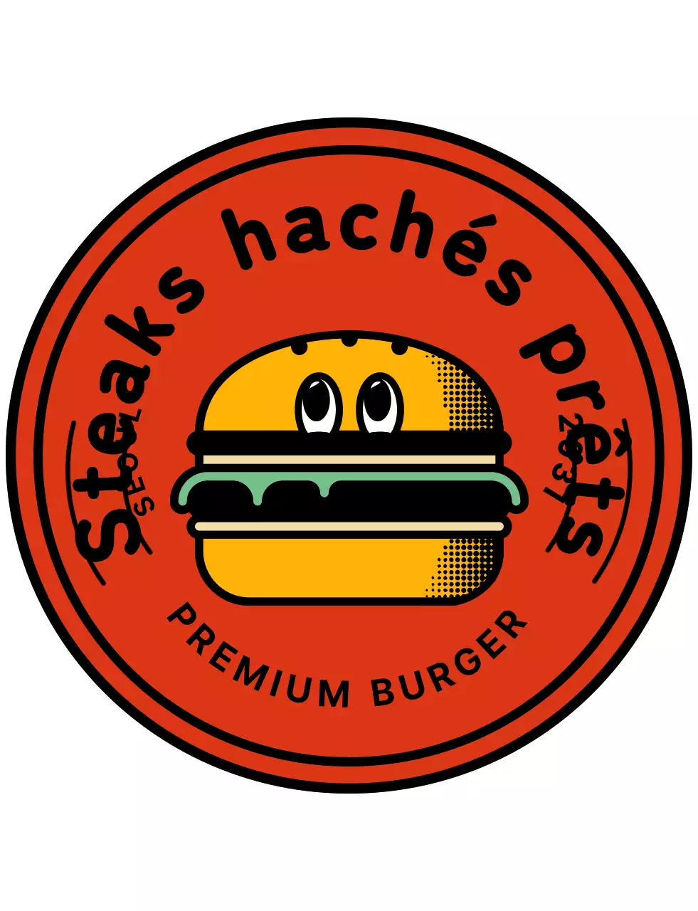 Logo du personnage d'un restaurant de hamburgers en rouge