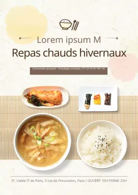 Affiche mignonne et chaleureuse promouvant le menu sukiyaki