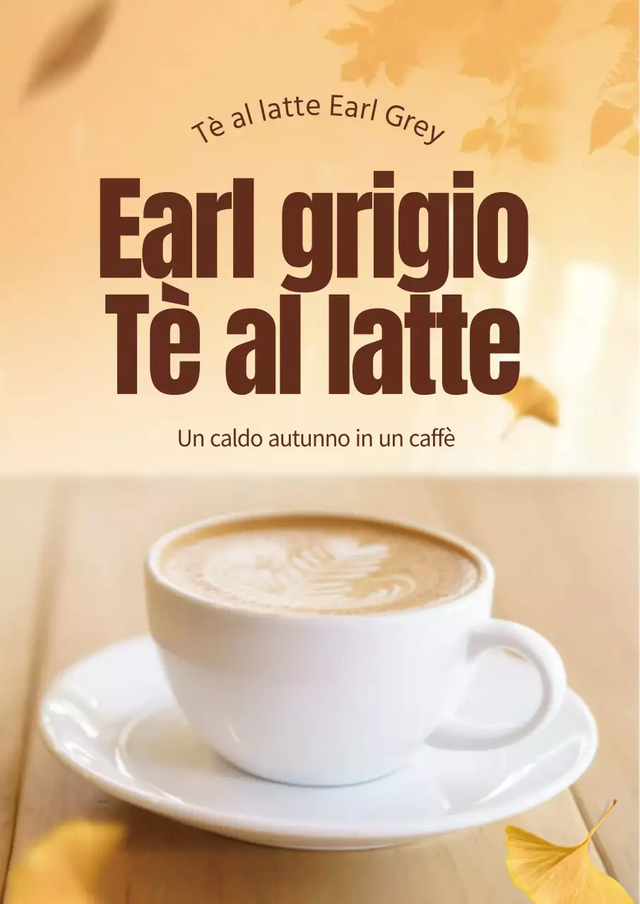 Beige Caldo Autunno Foglie d'Autunno Menu Caffè Promozione