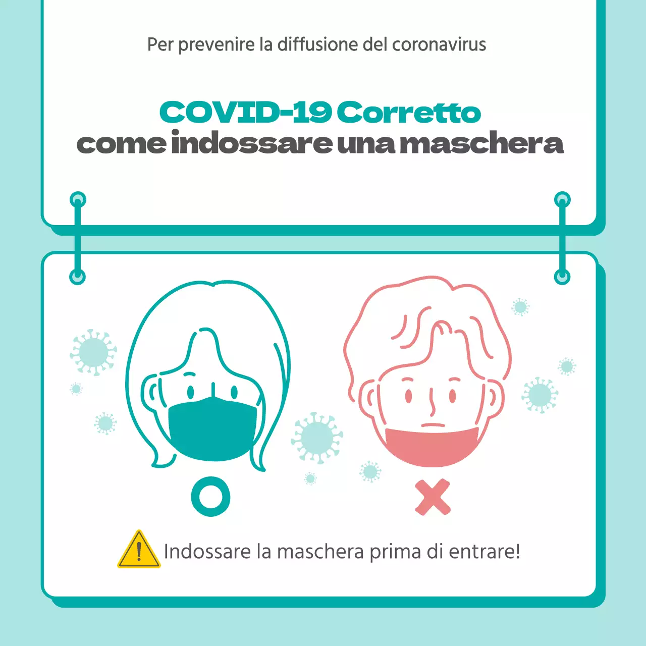 Istruzioni illustrate per indossare una maschera verde