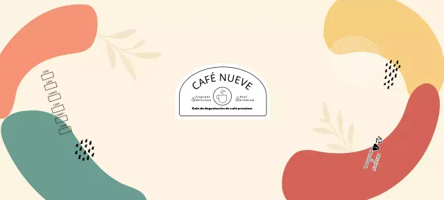 Beige formas coloridasCafé estampado