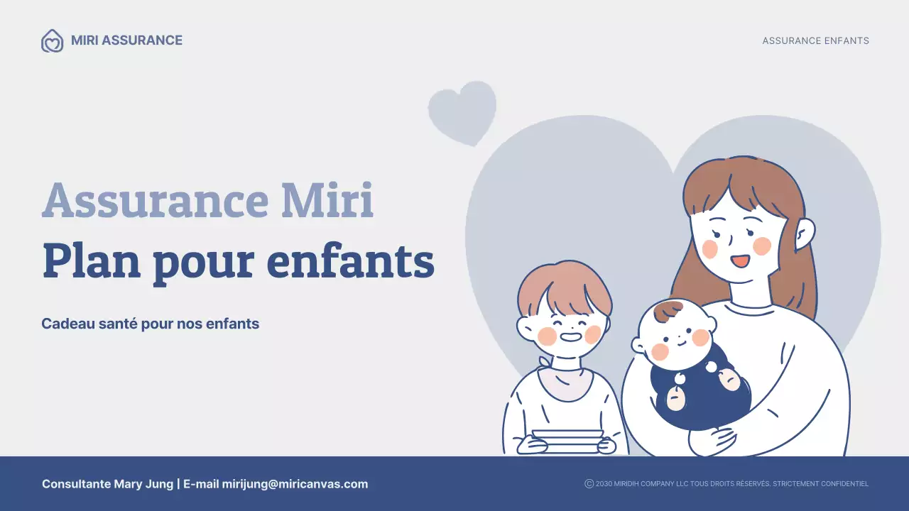 Proposition d'assurance pour enfants avec illustrations bleu marine