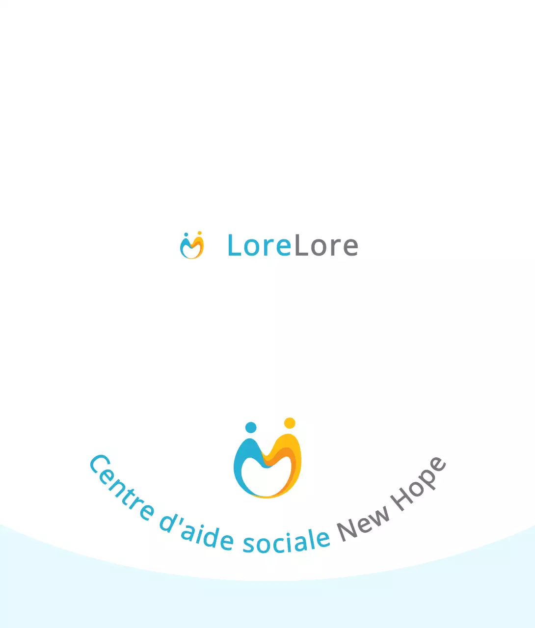 Logo d'un concept simple de centre d'aide sociale en bleu clair et orange