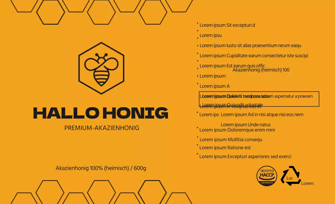 Honig-Informationsaufkleber