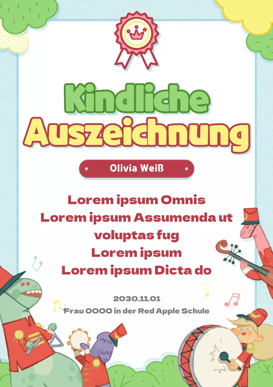 Niedliches Kinderlistenmotiv in pastelligem Hellblau und Rosa