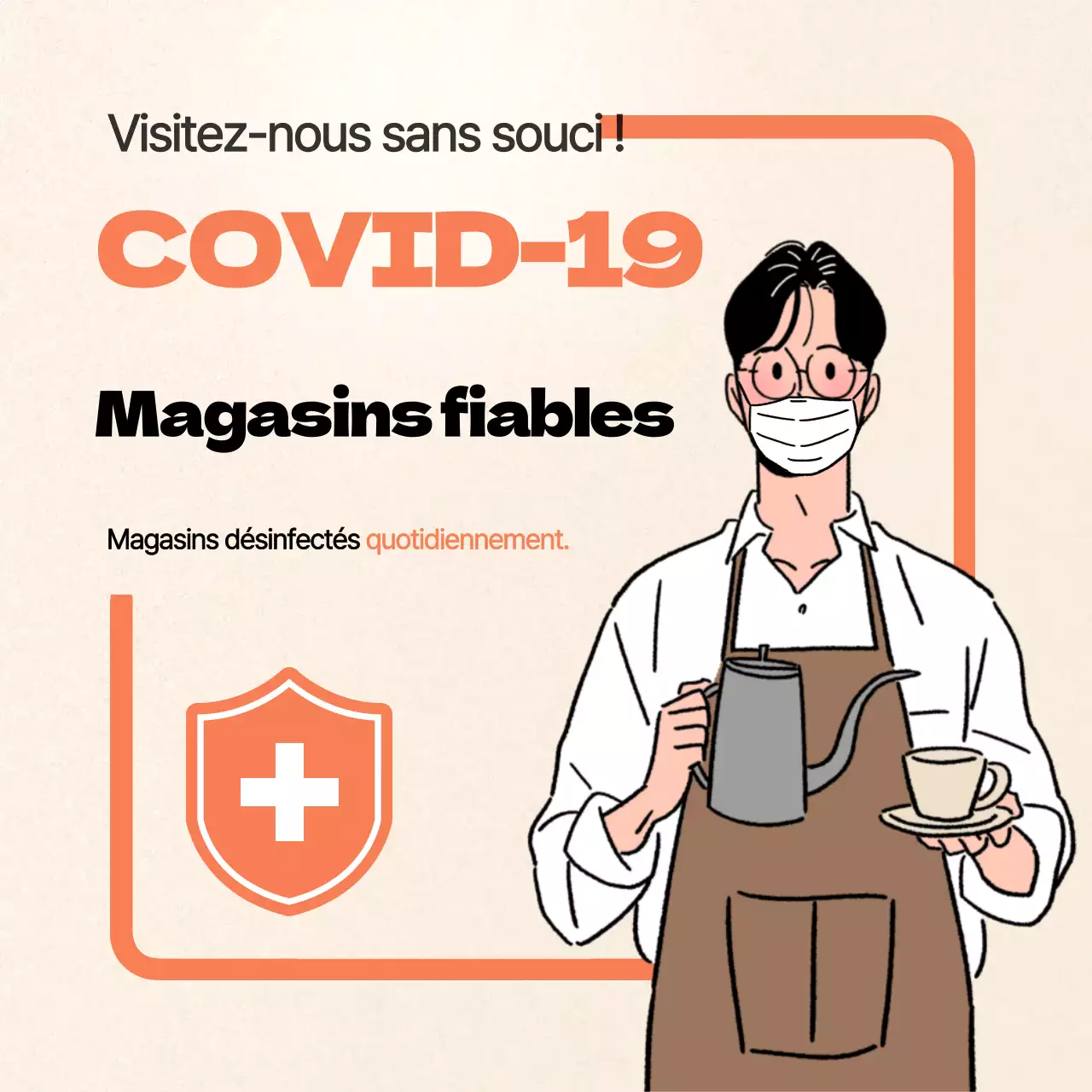 Orange Corona Safe Store Textes