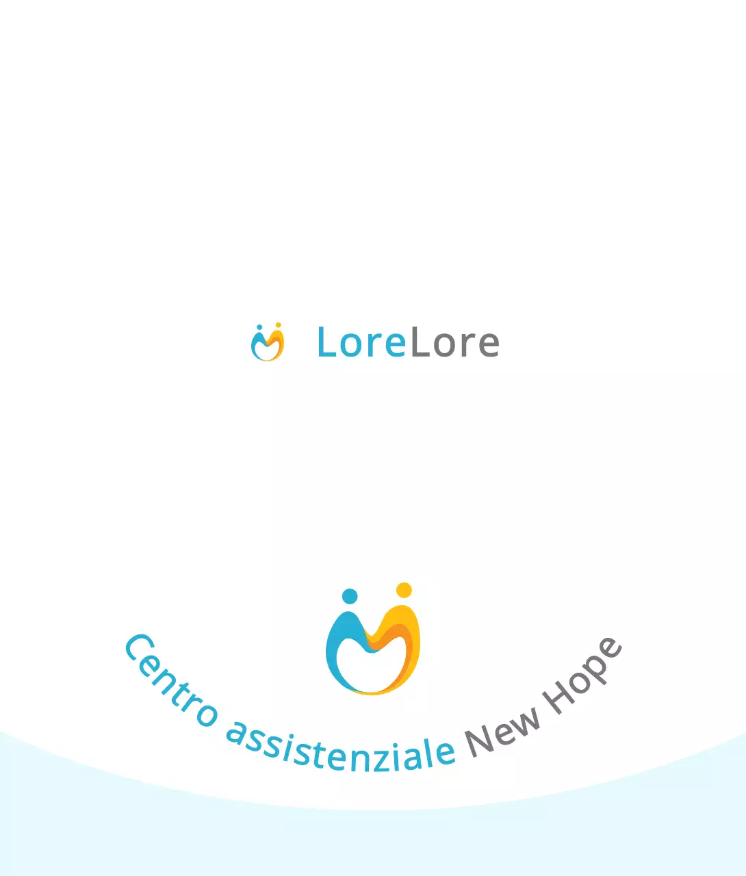 Logo del centro benessere di concetto semplice in azzurro e arancione