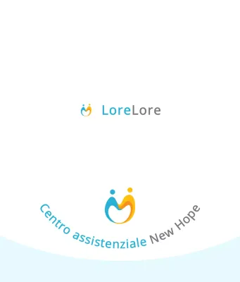 Logo del centro benessere di concetto semplice in azzurro e arancione