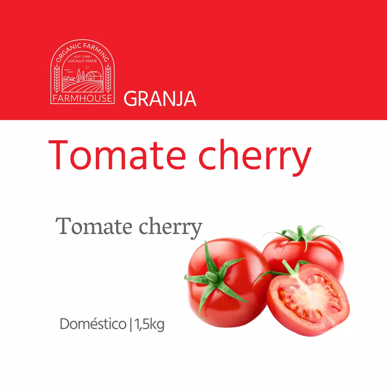 Etiqueta sencilla de tomate cherry rojo