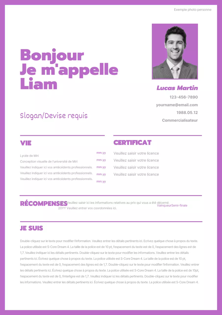 Lettre de motivation simple et mauve
