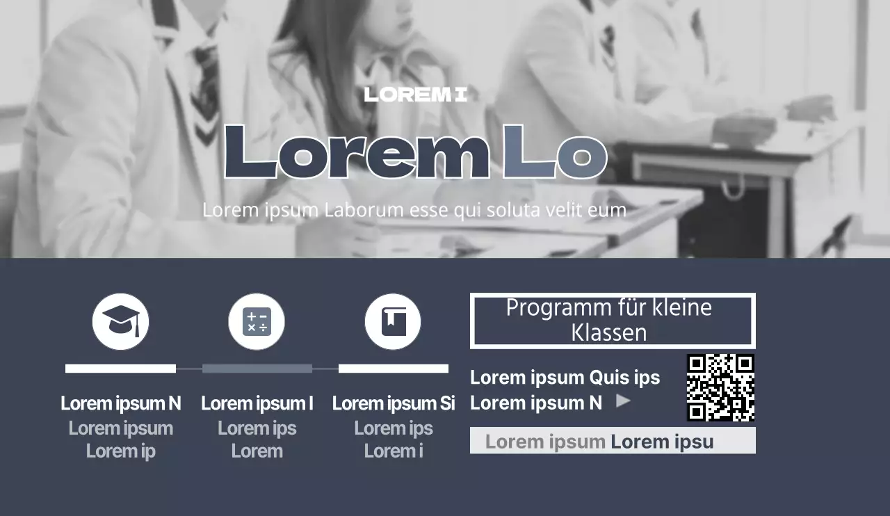 Einfaches und ruhiges Design Gestaltung einer Schulbroschüre mit Schwarz-Weiß-Fotografie