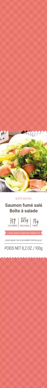 Cadre photo rouge Salade de saumon fumé Boîte à bento