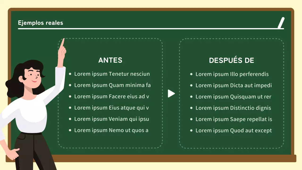Guía de conceptualización en pizarra verde y blanca