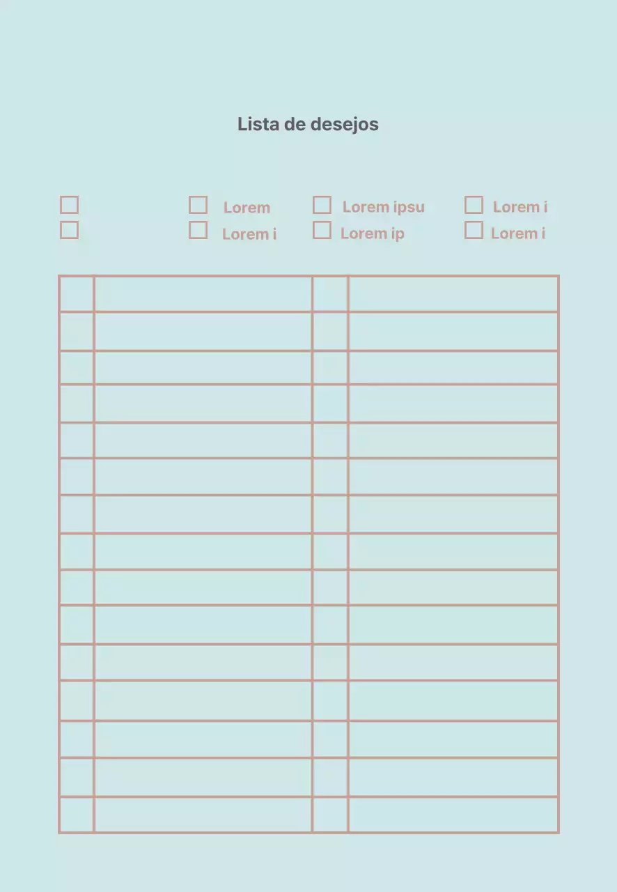 Lista de desejos simples da Mint Lines