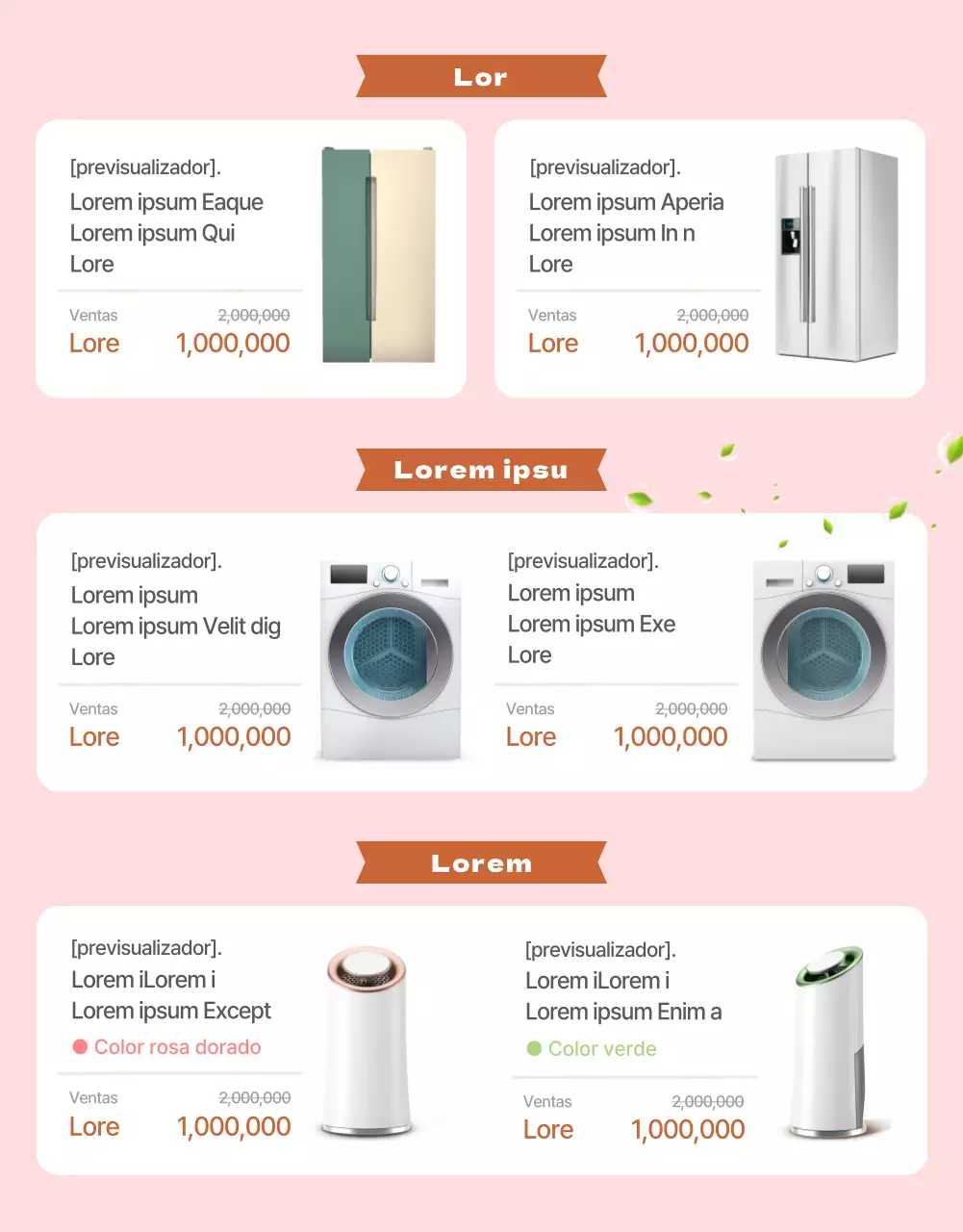 Paquete de boda con electrodomésticos rosa y beige claro