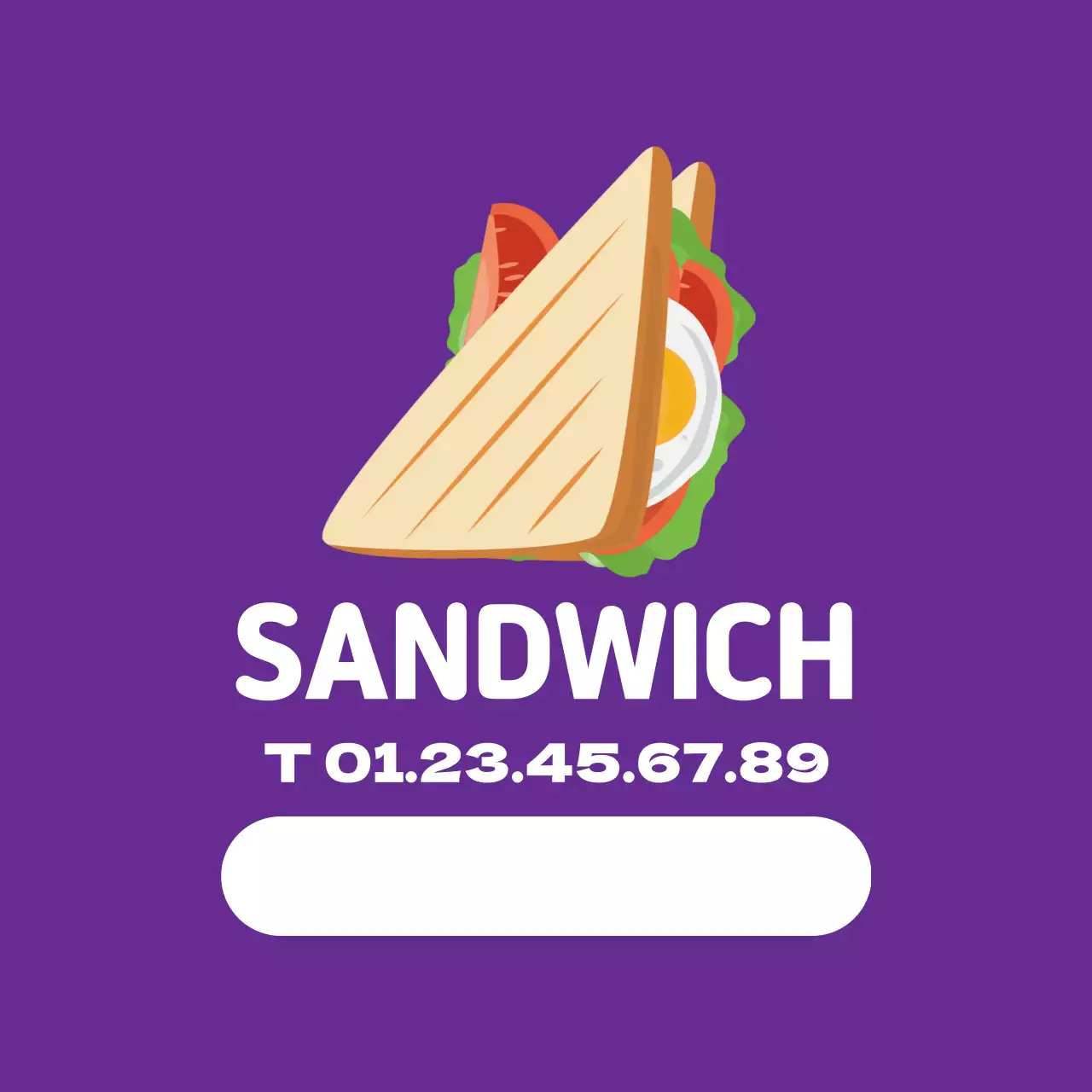 Étiquette de sandwich illustrée en violet