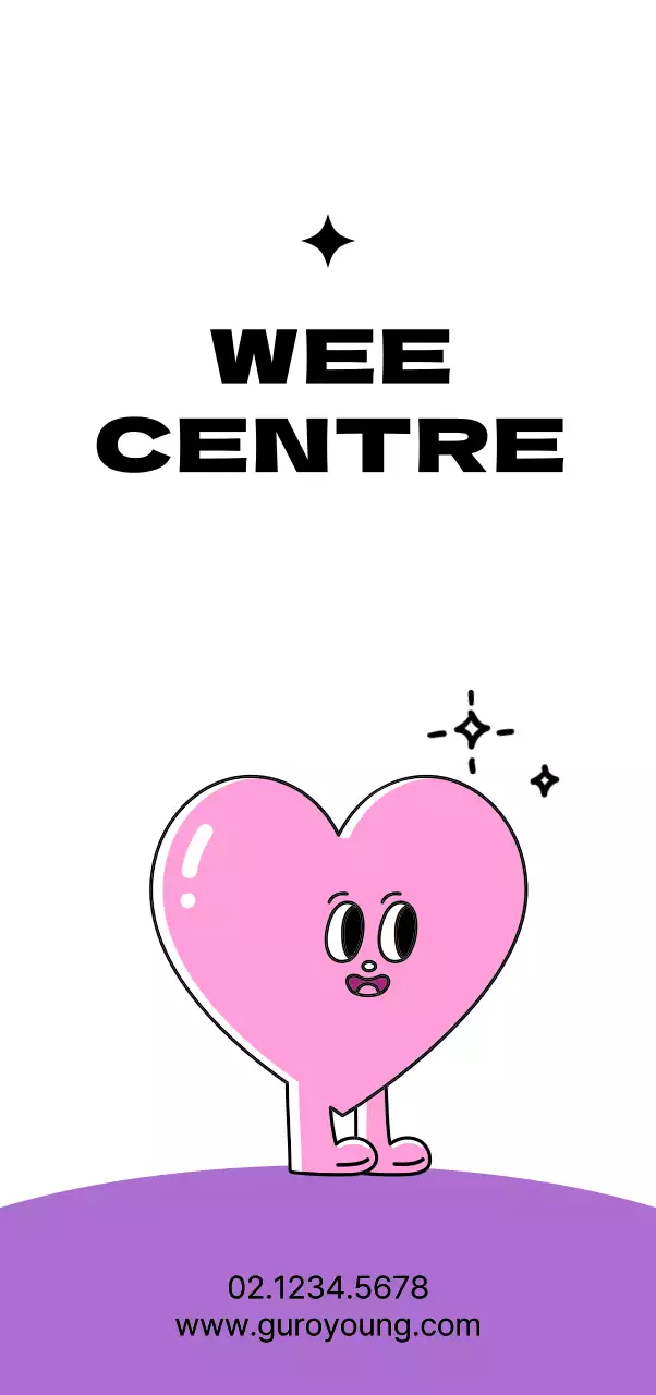 Centre public de la jeunesse avec de jolis personnages en forme de cœur, de couleur rose et violette