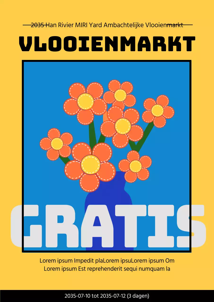 De introductie van de gele en blauwe ambachtelijke vlooienmarkt bevorderen