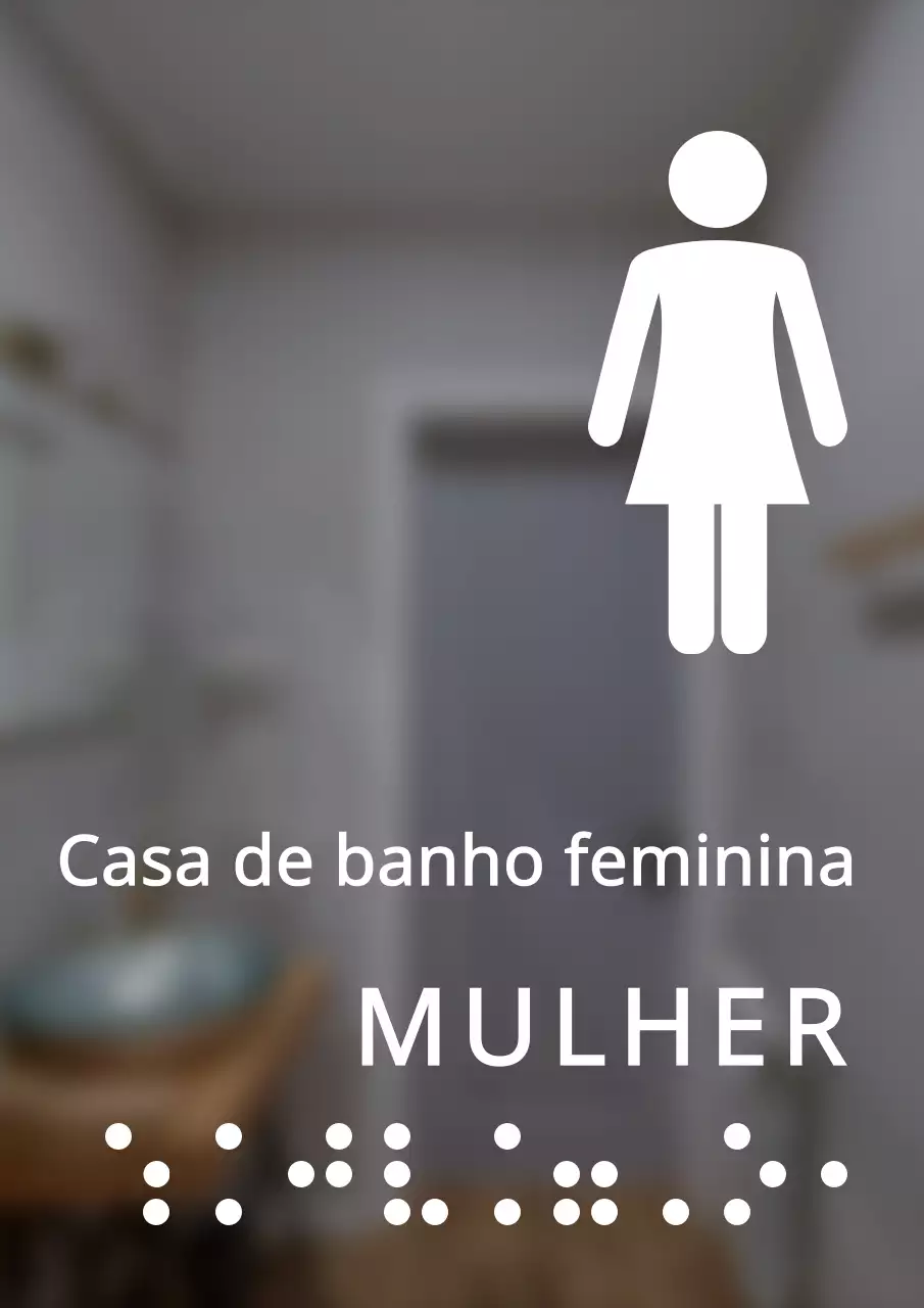Sinalética para casas de banho femininas em braille com um estilo limpo