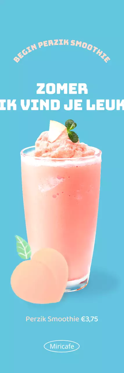 Een schoon zomermenu van een café met een lichtblauwe achtergrond