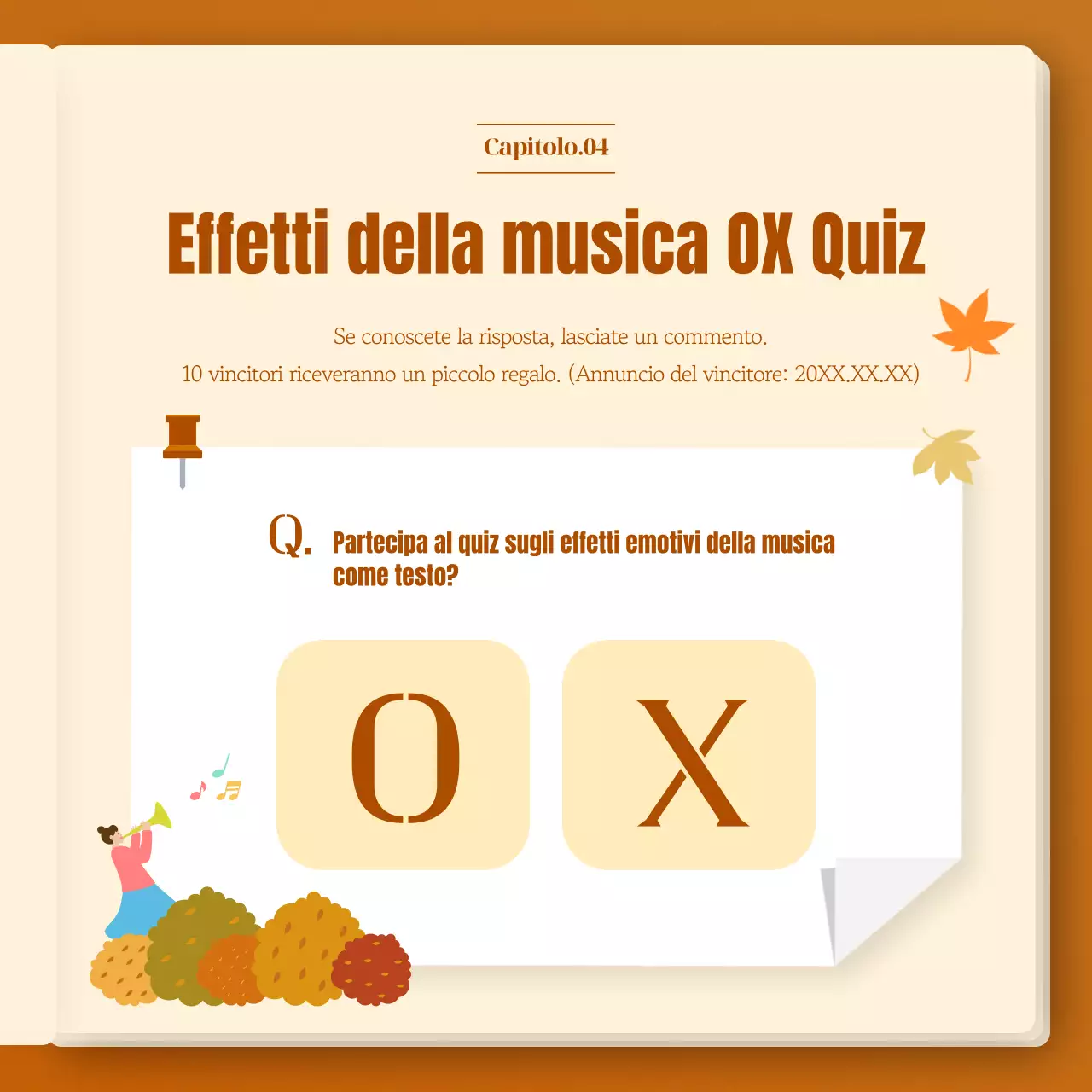 L'effetto emotivo della musica autunnale in una combinazione di cachi e arancione