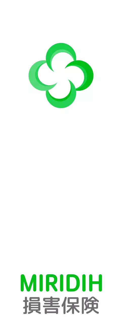 緑のシンプルなシンボルマークのロゴが入った保険会社のロゴ。