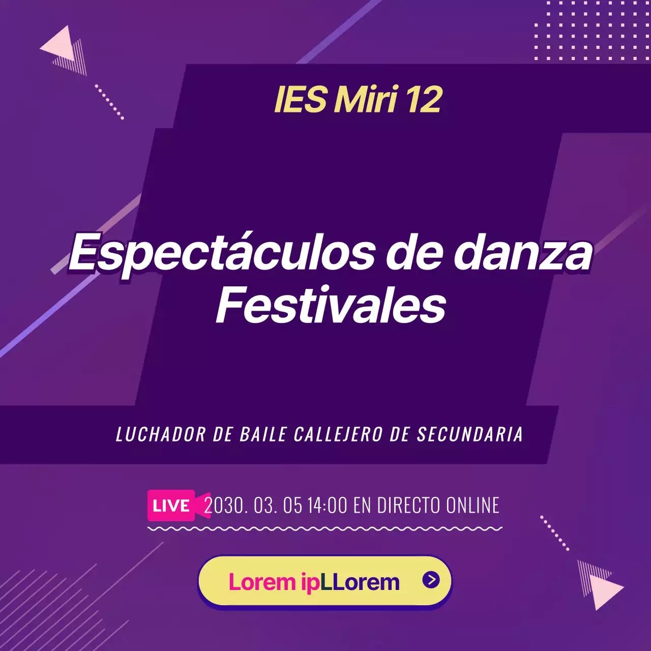 Retransmisión en directo por Internet de un espectáculo de danza con elementos gráficos morados