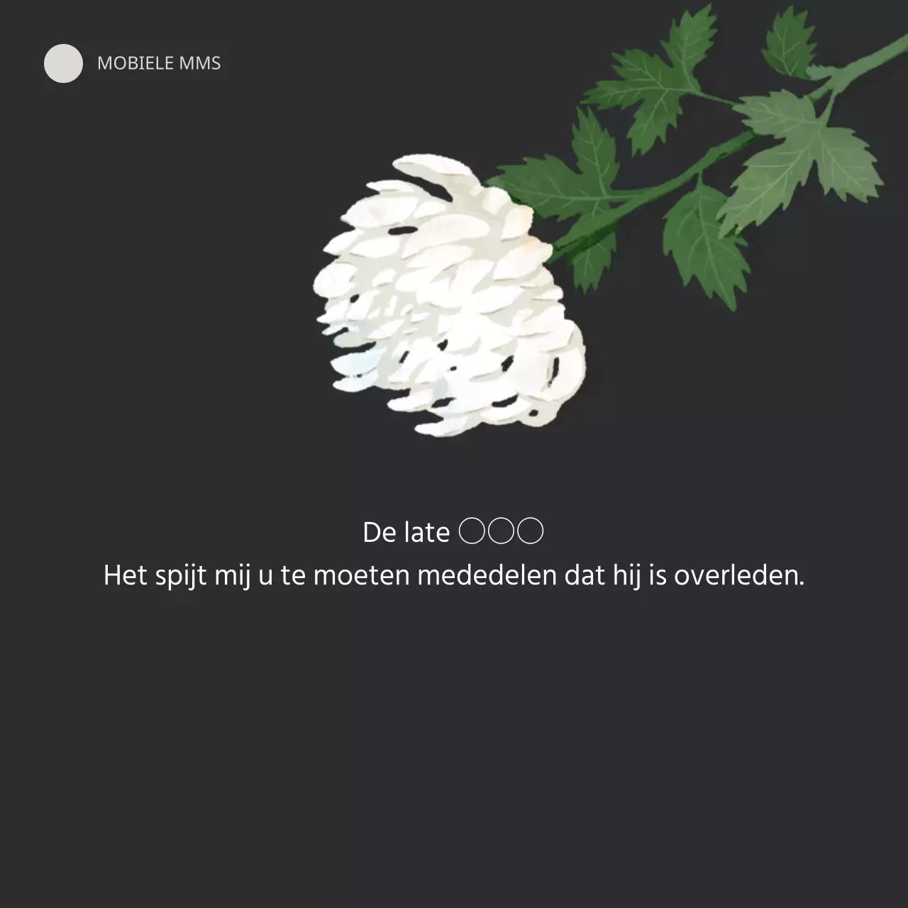 Banner van rouwmobiel in zwart en chrysantenbloemen