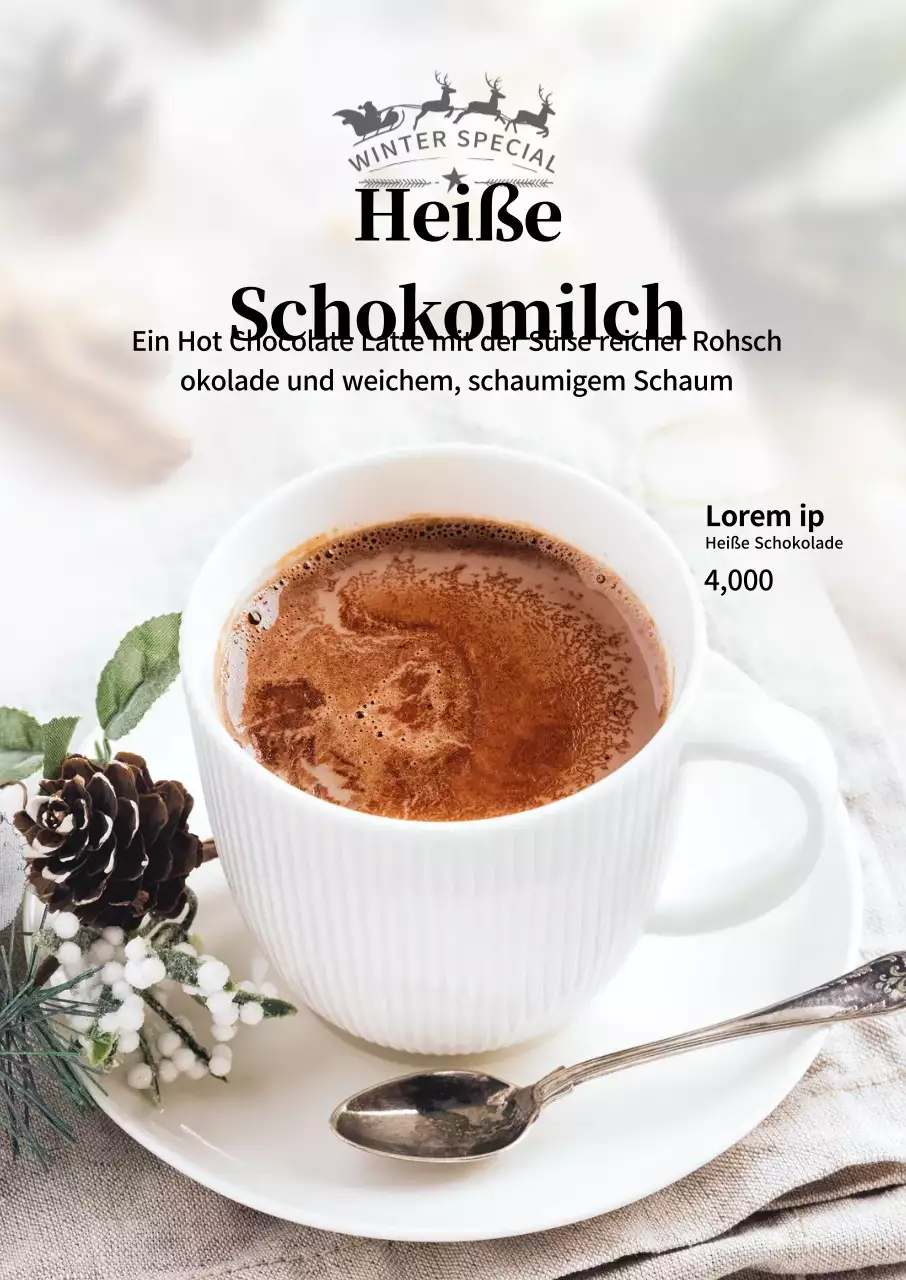 Weißes Foto Weihnachten Kaffee Cafe Menü Werbung