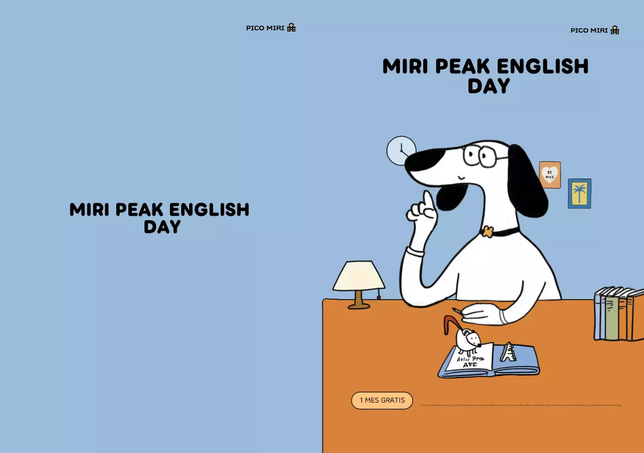 Un anuncio azul claro para la enseñanza del inglés