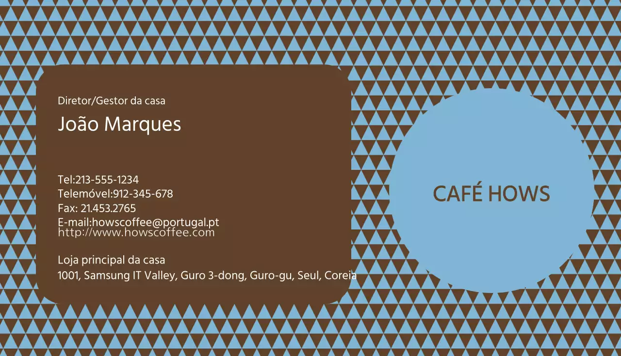 Cartões de visita para cafés
