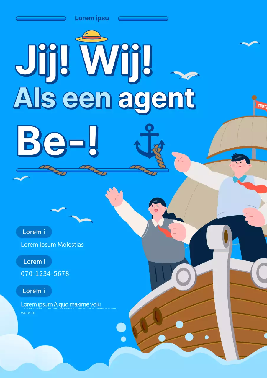 Begeleiderspositie middelbare school met lichtblauw piratenconcept