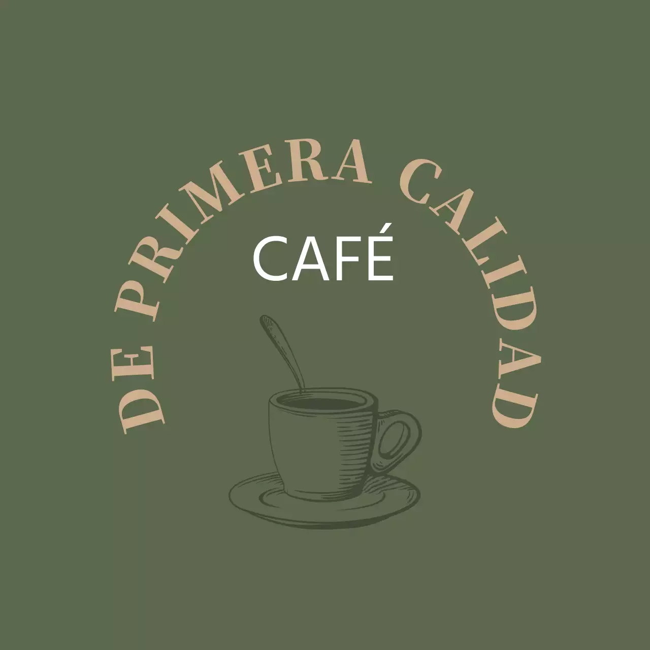 Ilustración verde etiqueta de café vintage