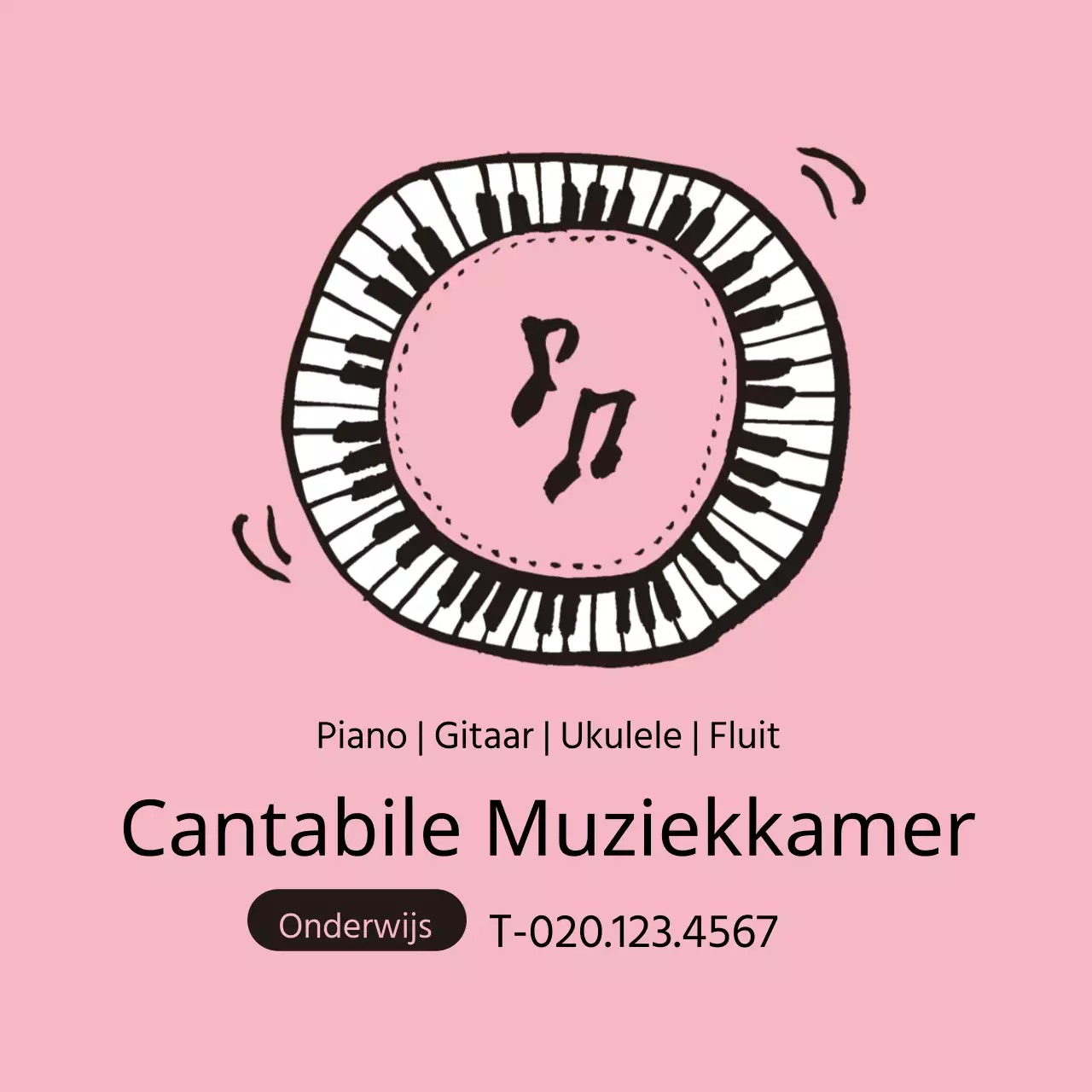 Roze toetsenbord illustratie muziekschool