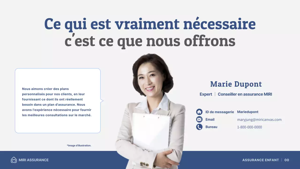 Proposition d'assurance pour enfants avec illustrations bleu marine