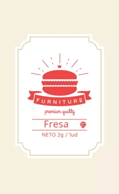 Marfil rojo ilustrado etiqueta macaron fresa